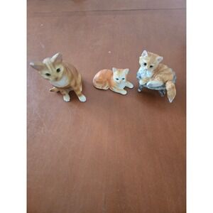 Vintage Orange Tabby Cat Figurines – Mixed Brands – 3 Piece Collection.